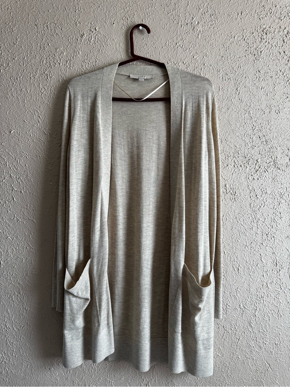 LOFT Cream Open-Front Women's Cardigan with Pockets